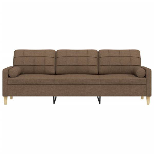 vidaXL 3-osobowa sofa z poduszkami, brązowa, 210 cm, obita tkaniną
