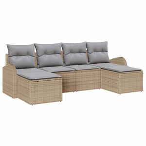 vidaXL Zestaw Sof na Ogr&oacute;d 6 szt. Beżowy [Syntetyczny]: Rattan poli