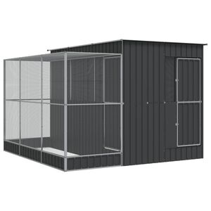 vidaXL Woliera z nadstawką srebrna 290x303x216 cm stalowa