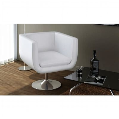 vidaXL Fotele barowe, 2 szt., białe, sztuczna skóra