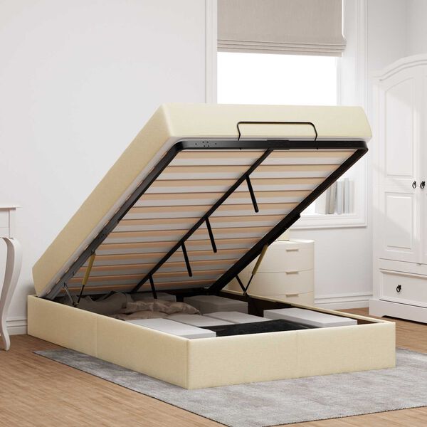 vidaXL Rama ł&oacute;żka z materacem z materacem 2 pcs Kremowy tkanina