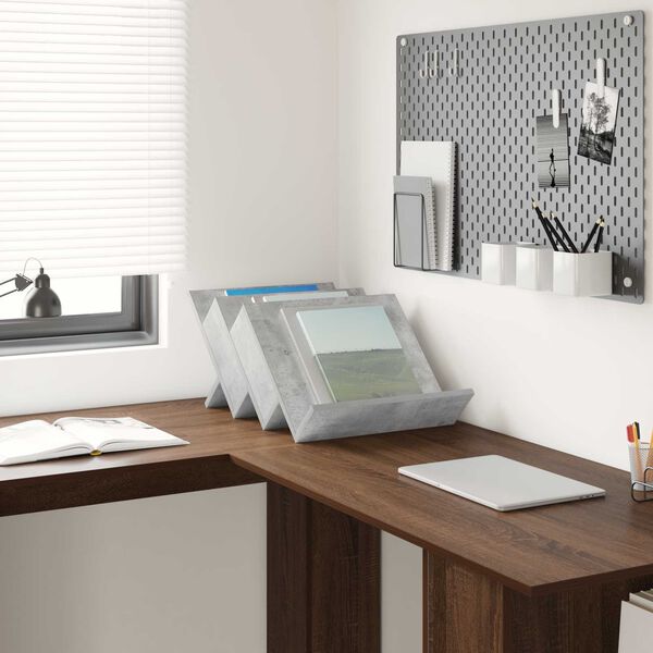 vidaXL Regał na gazety z p&oacute;łką Szary beton 53 x 40 x 28.5 cm