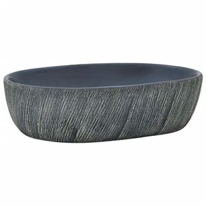vidaXL Umywalka nablatowa, czarno-szara, owalna, 47x33x13 cm