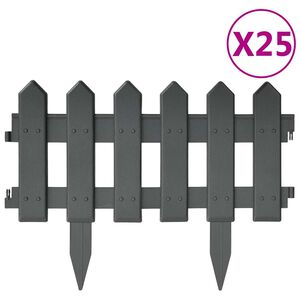 vidaXL Obrzeża trawnikowe, 25 szt., antracytowe, 10 m, PP