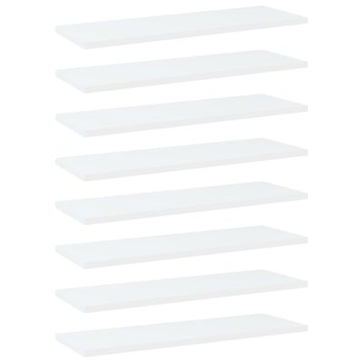 vidaXL Półki na książki, 8 szt., białe, 60x20x1,5 cm, płyta wiórowa