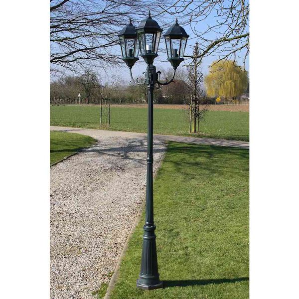 vidaXL Stojąca lampa ogrodowa 3-ramienna, 230 cm, ciemnozielona/czarna