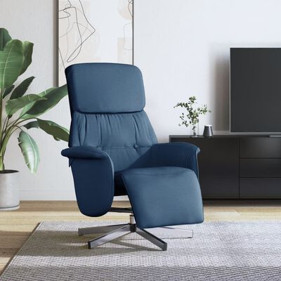 vidaXL Fotel rozkładany z podnóżkiem, niebieski, tkanina