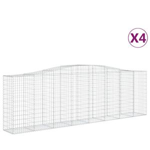 vidaXL Kosze gabionowe, 4 szt, 400x50x120/140 cm, galwanizowane żelazo