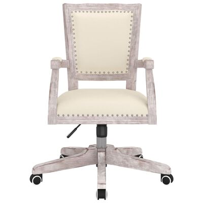 vidaXL Obrotowe krzesło biurowe, beżowe, lniane