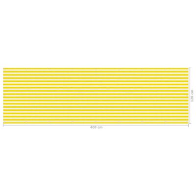 vidaXL Parawan balkonowy, żółto-biały, 120x400 cm, HDPE
