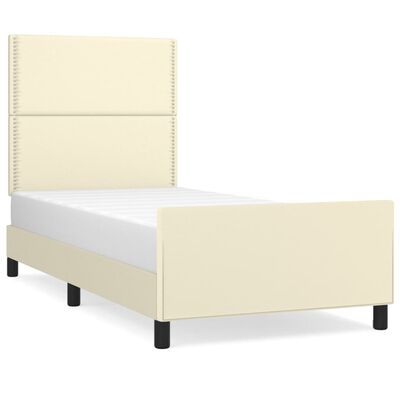 vidaXL Rama łóżka z zagłówkiem, kremowa, 80x200 cm, sztuczna skóra