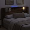 vidaXL Zagł&oacute;wek Ze LED Lights z p&oacute;łką Stare drewno 180 x 17 x 104,5 cm