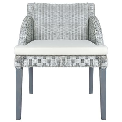 vidaXL Krzesła stołowe z poduszkami, 2 szt., szare, naturalny rattan