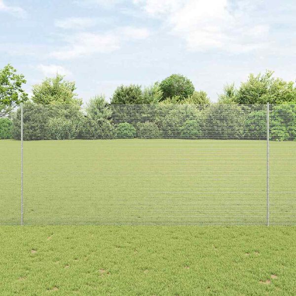 vidaXL Ogrodzenie z słupkiem Srebrny 1,6 x 50 m Stal