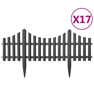 vidaXL Obrzeża trawnikowe, 17 szt., antracytowe, 10 m, PP