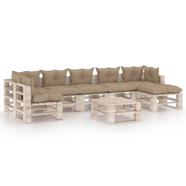 vidaXL 8-cz. zestaw mebli ogrodowych z palet, z poduszkami, sosnowy