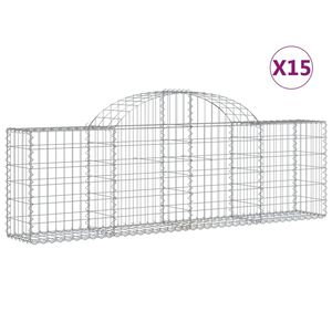 vidaXL Kosze gabionowe, 15 szt, 200x30x60/80 cm, galwanizowane żelazo
