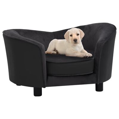 vidaXL Sofa dla psa, czarna, 69x49x40 cm, plusz i sztuczna skóra