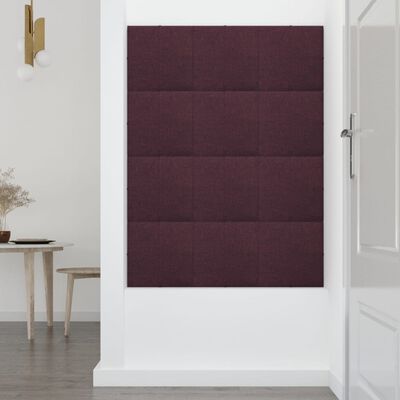 vidaXL Panele ścienne, 12 szt., fioletowe, 30x30 cm, tkanina, 1,08 m²