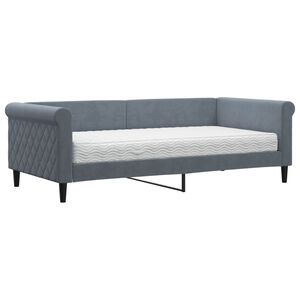 vidaXL Sofa z materacem do spania, ciemnoszara, 90x190 cm, aksamit