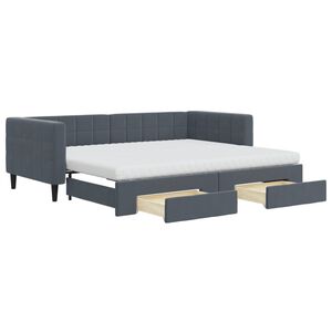 vidaXL Sofa rozsuwana z szufladami, ciemnoszara, 90x200 cm, aksamit