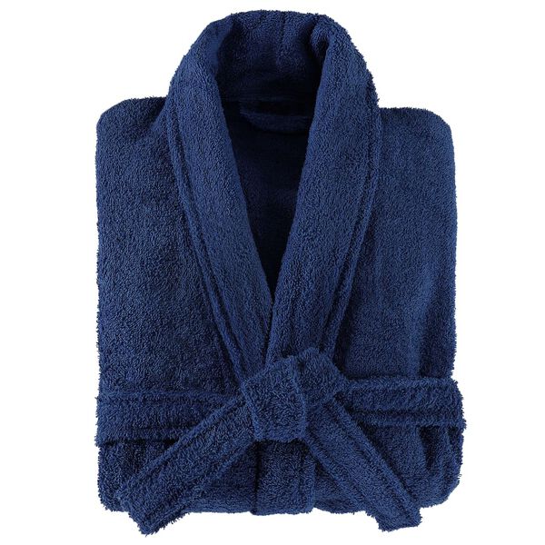 vidaXL Szlafrok unisex z frotte, 100% bawełna, granatowy, rozmiar L
