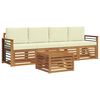 vidaXL Zestawy sof 5 pcs Naturalny i Kremowy Lite Drewno Akacji
