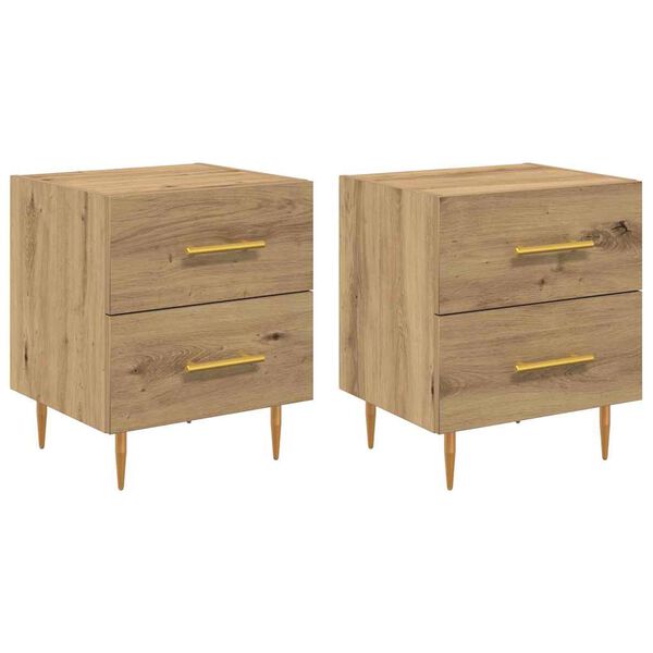 vidaXL Szafka Nocna 2 pcs Dąb rzemieślniczy 40 x 35 x 47,5 cm