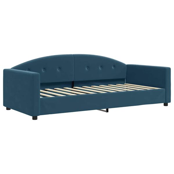 vidaXL Sofa rozsuwana z szufladami, niebieska, 90x200 cm, aksamit