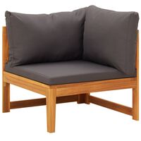 vidaXL Moduł sofy narożnej z ciemnoszarymi poduszkami drewno akacjowe