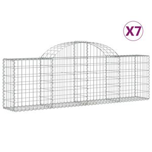 vidaXL Kosze gabionowe, 7 szt, 200x30x60/80 cm, galwanizowane żelazo