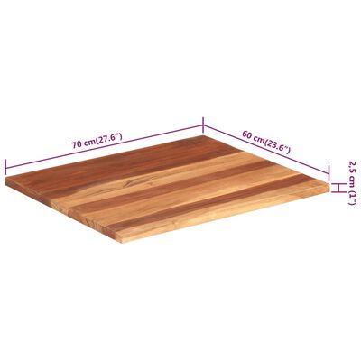 vidaXL Blat stołu, lite drewno akacjowe, 25-27 mm, 60x70 cm