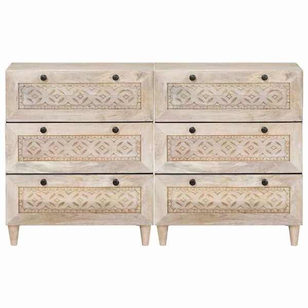 vidaXL Bufet 2 pcs Biały 60 x 33 x 75 cm lite drewno mango