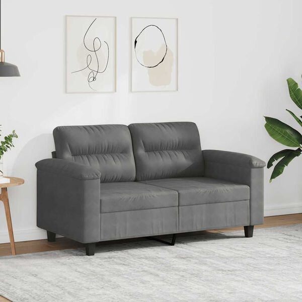 vidaXL Sofa 2-osobowa, ciemnoszara, 120 cm, tapicerowana mikrofibrą