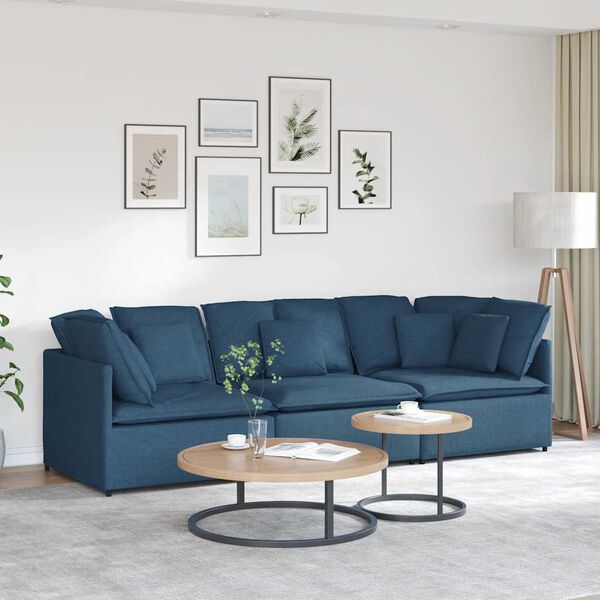 vidaXL Sofa modułowa z poduszkami Tkanina niebieska