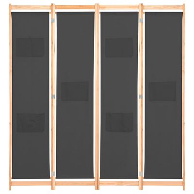 vidaXL Parawan 4-panelowy, szary, 160x170x4 cm, tkanina