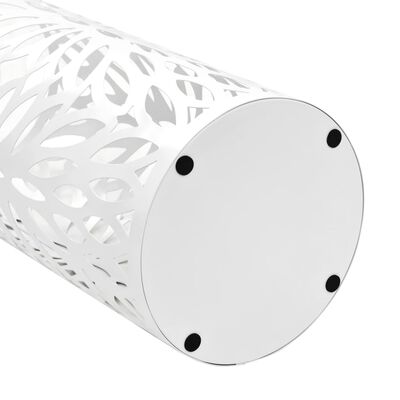 vidaXL Stojak na parasole, design w liście, stalowy, biały