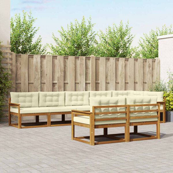 vidaXL Zestaw sof na zewnątrz z poduszką 8 pcs Naturalny i Kremowy