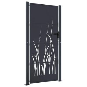 vidaXL Furtka ogrodowa, antracytowa, 100x175 cm, stal, motyw trawy