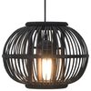 vidaXL Lampa wisząca, czarna, wiklinowa, 40 W, 30x22 cm, kulista, E27