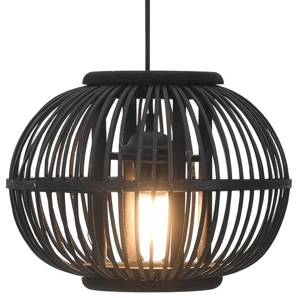 vidaXL Lampa wisząca, czarna, wiklinowa, 40 W, 30x22 cm, kulista, E27