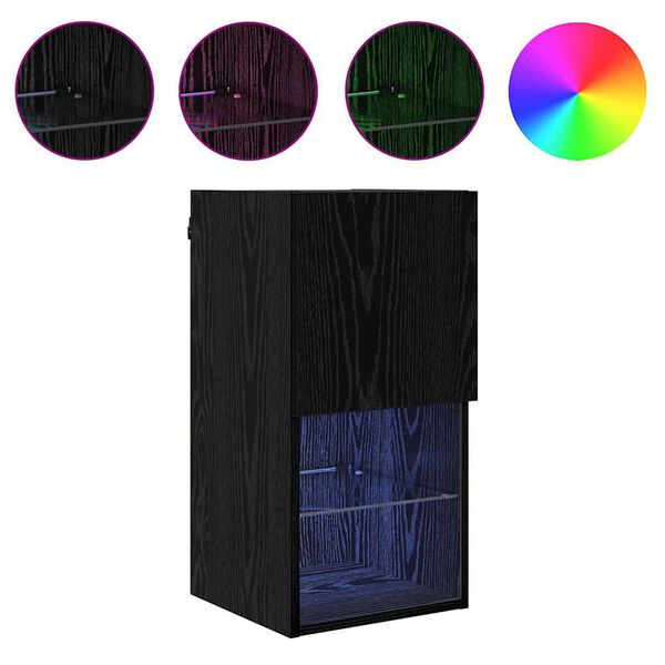 vidaXL Szafki na telewizor montowane na ścianie 2 pcs Czarny Dąb