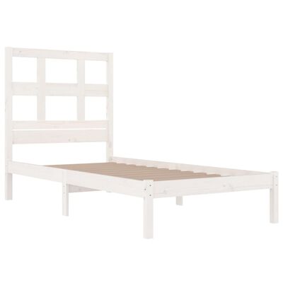 vidaXL Rama łóżka, biała, lite drewno sosnowe, 75x190 cm, pojedyncza