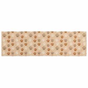 vidaXL Dywan kuchenny beżowe łapki 150 x 45 cm 100% poliamid