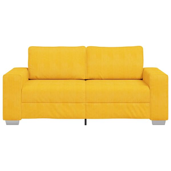 vidaXL Sofa dwuosobowa, jasnoż&oacute;łta, 180x77x82 cm, tkanina sztruksowa