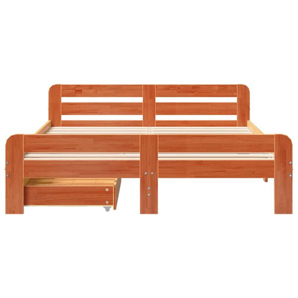 vidaXL Rama ł&oacute;żka bez materaca, woskowy brąz, 140x190 cm, lita sosna