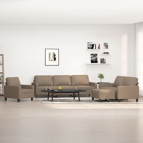 vidaXL 4-częściowy komplet wypoczynkowy z poduszkami, taupe, tkanina