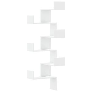 vidaXL Narożna półka ścienna, biała, 45x45x147 cm
