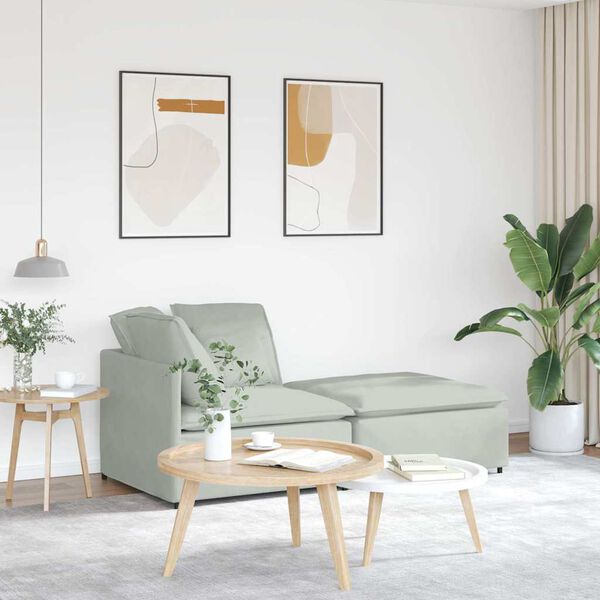 vidaXL Sofa modułowa z podn&oacute;żkiem i poduszkami Velvet Light Grey