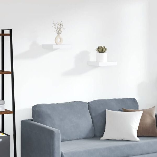 vidaXL P&oacute;łki ścienne, 2 szt., białe, 23 x 23,5 x 3,8 cm, MDF